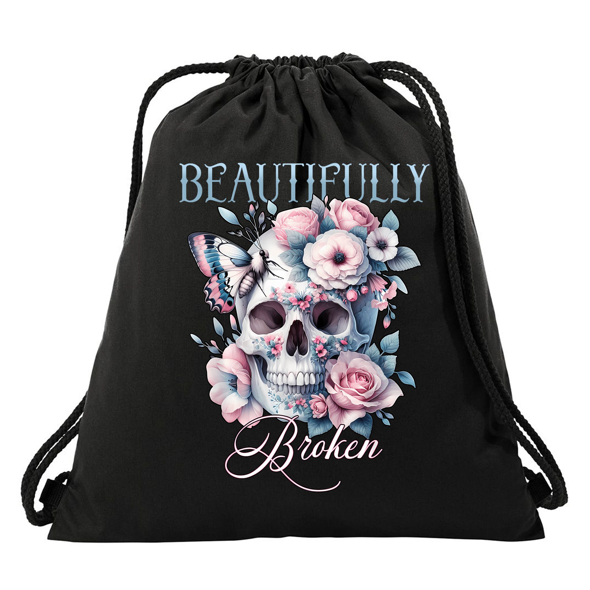 Beautifully Broken Funny Distressed Meme Christian Quote Drawstring Bag