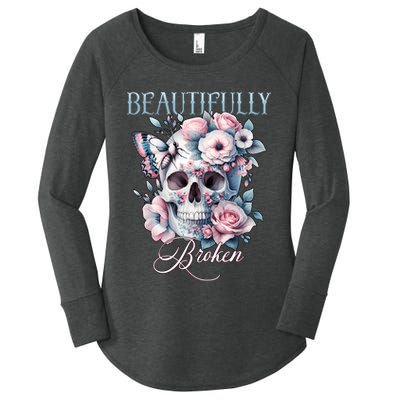 Beautifully Broken Funny Distressed Meme Christian Quote Women's Perfect Tri Tunic Long Sleeve Shirt