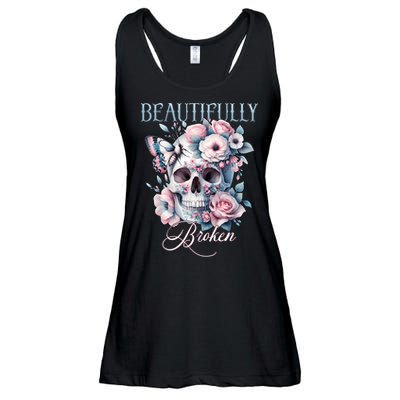 Beautifully Broken Funny Distressed Meme Christian Quote Ladies Essential Flowy Tank