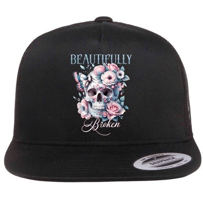 Beautifully Broken Funny Distressed Meme Christian Quote Flatbill Hat