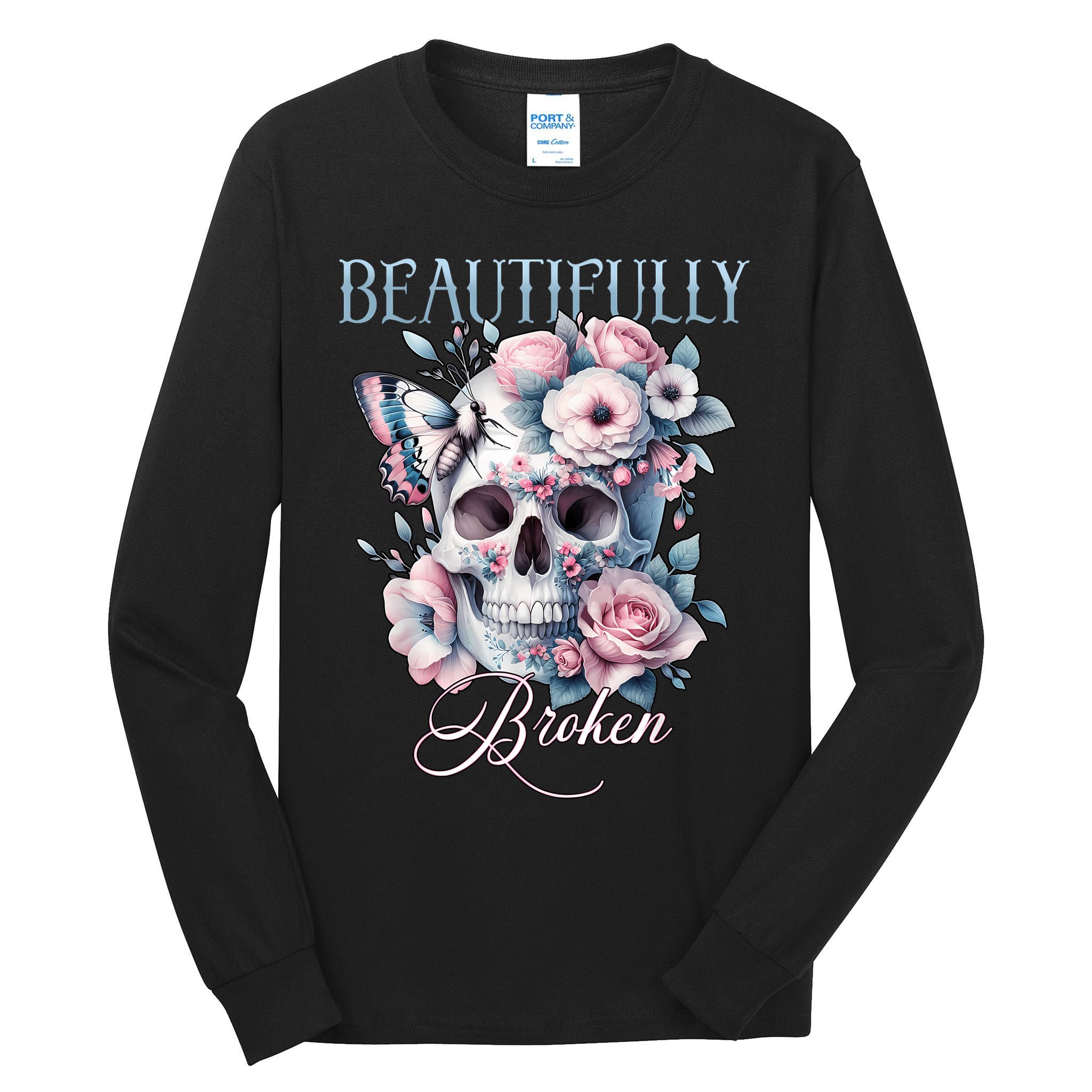 Beautifully Broken Funny Distressed Meme Christian Quote Tall Long Sleeve T-Shirt