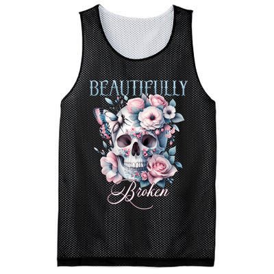 Beautifully Broken Funny Distressed Meme Christian Quote Mesh Reversible Basketball Jersey Tank