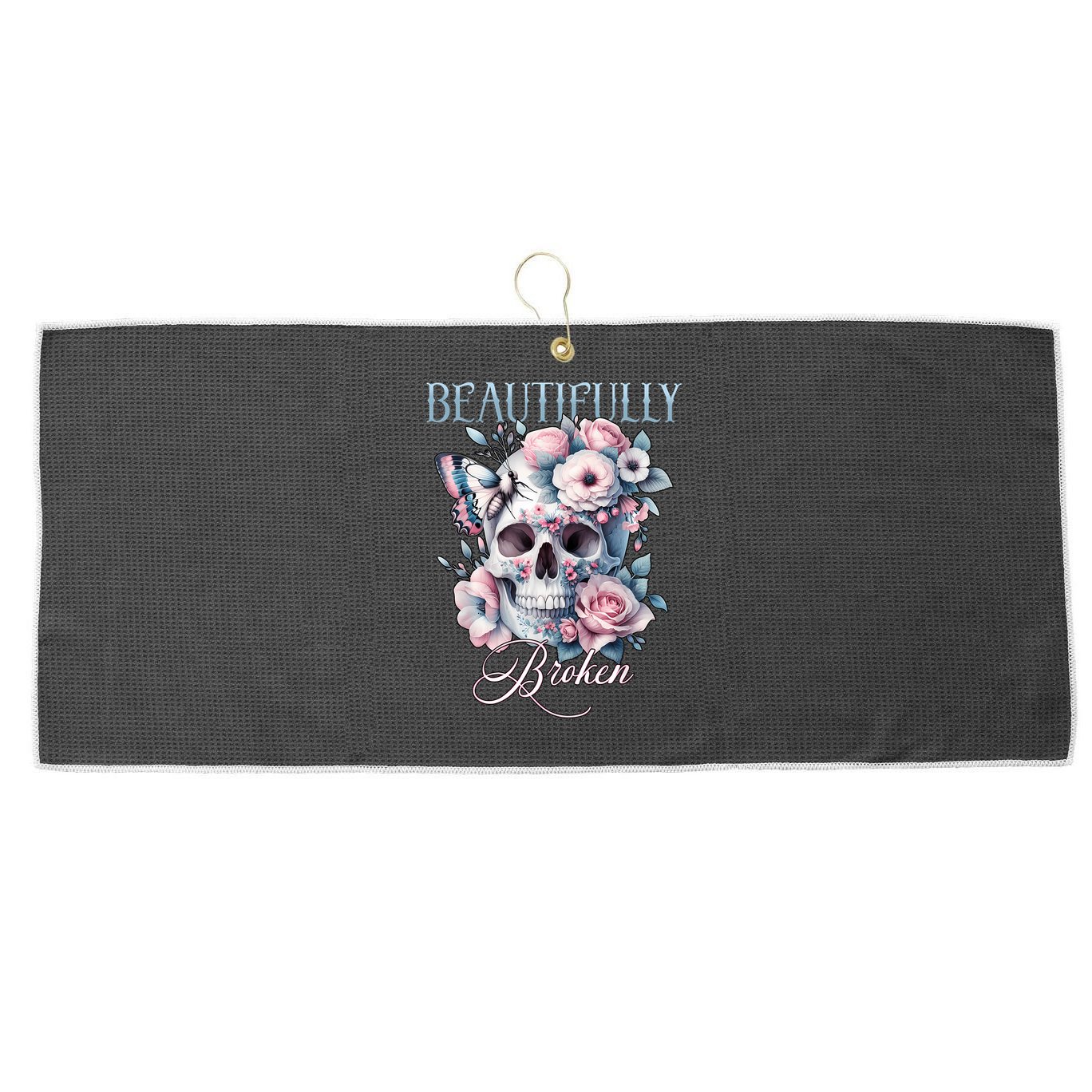Beautifully Broken Funny Distressed Meme Christian Quote Large Microfiber Waffle Golf Towel