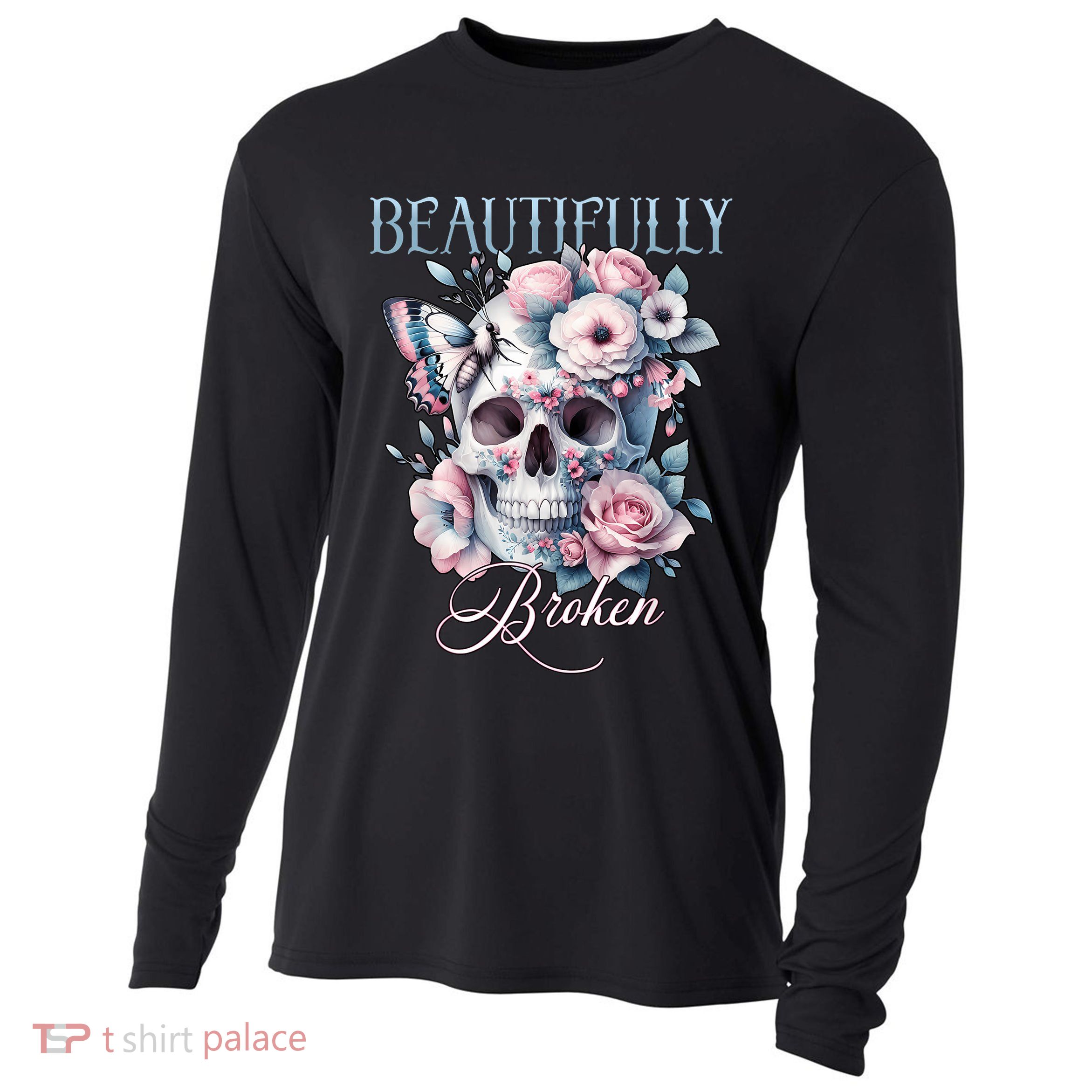 Beautifully Broken Funny Distressed Meme Christian Quote Cooling Performance Long Sleeve Crew