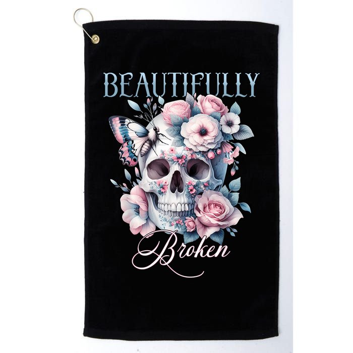 Beautifully Broken Funny Distressed Meme Christian Quote Golf Towel
