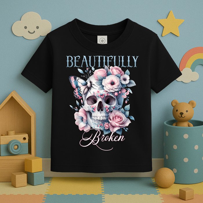 Beautifully Broken Funny Distressed Meme Christian Quote Toddler T-Shirt