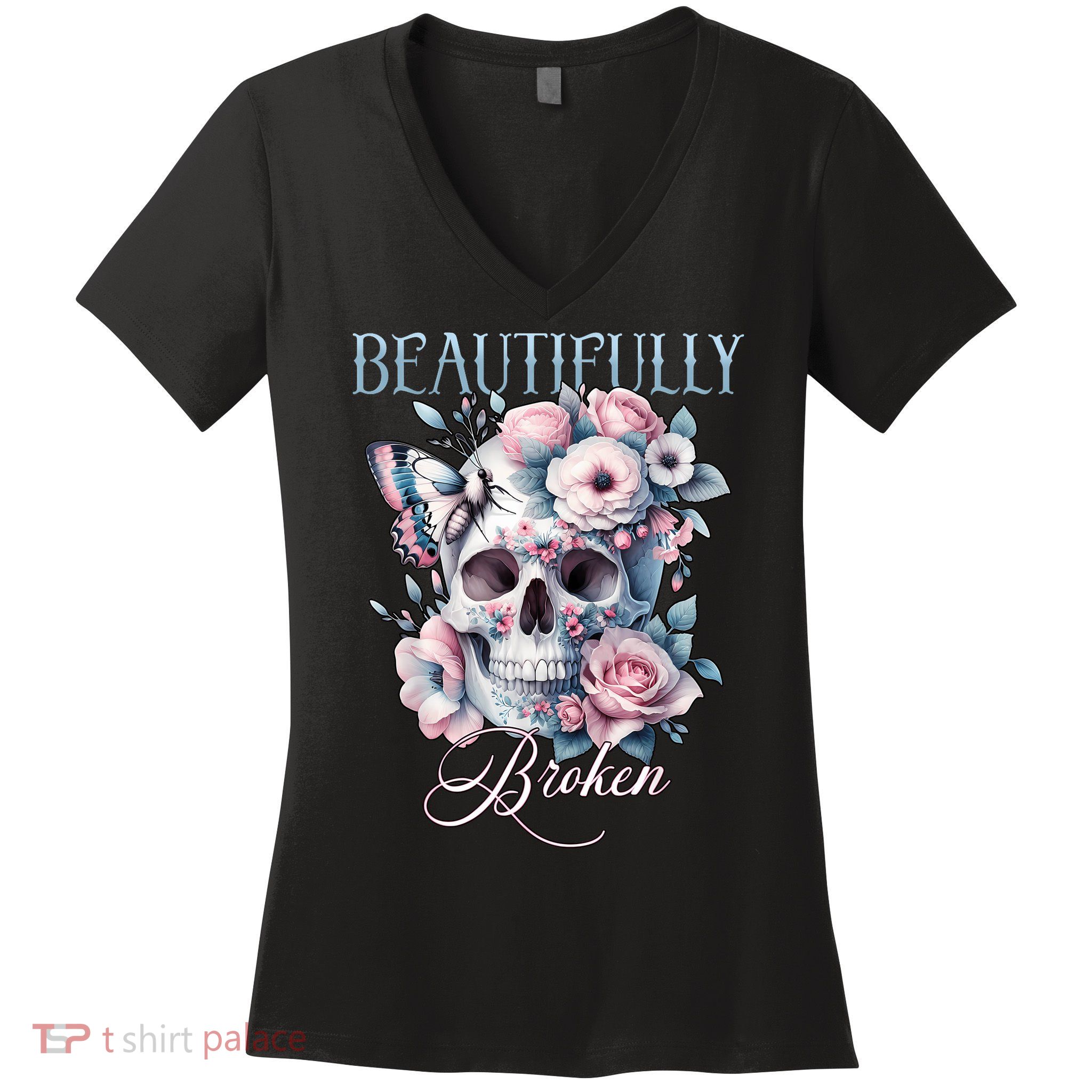 Beautifully Broken Funny Distressed Meme Christian Quote Women's V-Neck T-Shirt