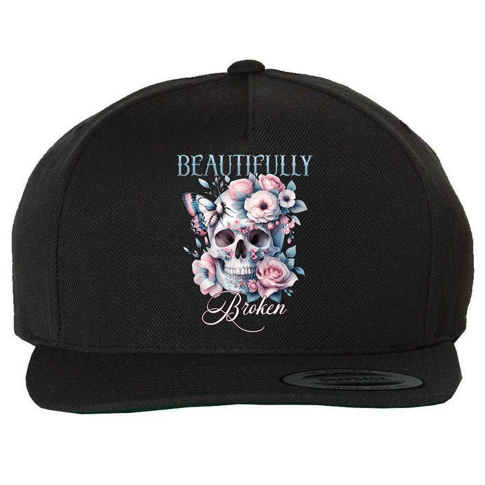 Beautifully Broken Funny Distressed Meme Christian Quote Wool Snapback Cap