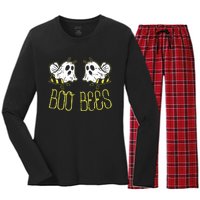 Boo Bees Funny Couples Halloween Costume For Adult Her Women's Long Sleeve Flannel Pajama Set 