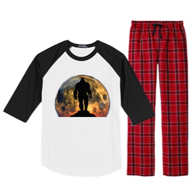 Bigfoot Believer Full Red Moon Night Sasquatch Raglan Sleeve Pajama Set