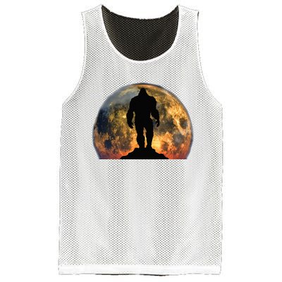 Bigfoot Believer Full Red Moon Night Sasquatch Mesh Reversible Basketball Jersey Tank