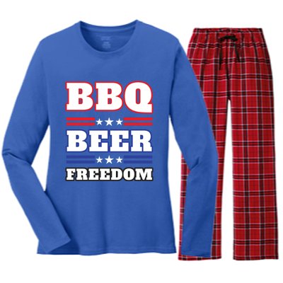 Bbq Beer Freedom 2020 Proud Meaningful Gift Women's Long Sleeve Flannel Pajama Set 