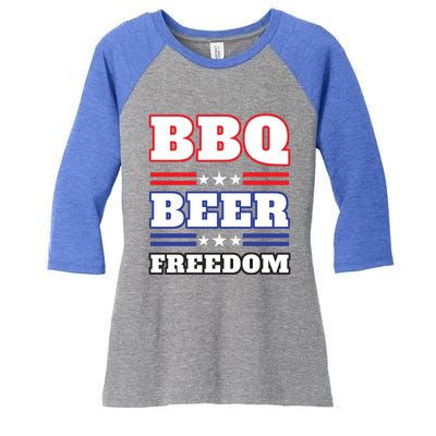 Bbq Beer Freedom 2020 Proud Meaningful Gift Women's Tri-Blend 3/4-Sleeve Raglan Shirt