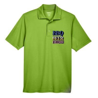 Bbq Beer Freedom 4th Of July America Pariotic Usa Party Gift Men's Origin Performance Pique Polo