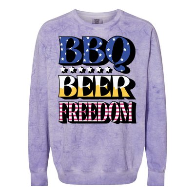 Bbq Beer Freedom 4th Of July America Pariotic Usa Party Gift Colorblast Crewneck Sweatshirt