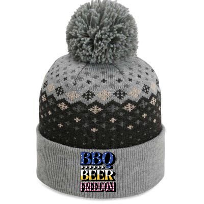 Bbq Beer Freedom 4th Of July America Pariotic Usa Party Gift The Baniff Cuffed Pom Beanie