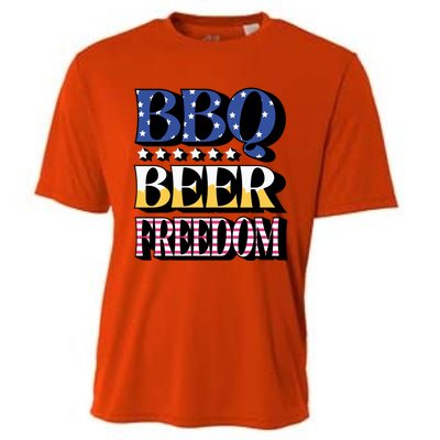 Bbq Beer Freedom 4th Of July America Pariotic Usa Party Gift Cooling Performance Crew T-Shirt