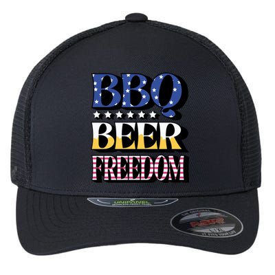 Bbq Beer Freedom 4th Of July America Pariotic Usa Party Gift Flexfit Unipanel Trucker Cap