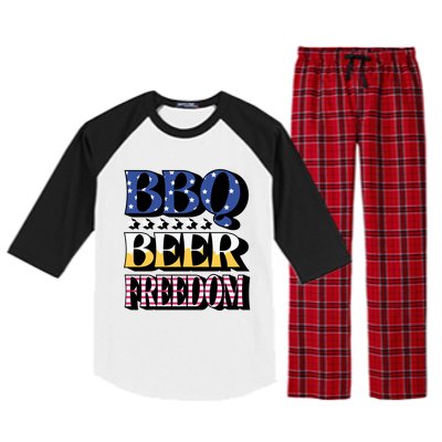 Bbq Beer Freedom 4th Of July America Pariotic Usa Party Gift Raglan Sleeve Pajama Set