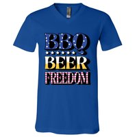 Bbq Beer Freedom 4th Of July America Pariotic Usa Party Gift V-Neck T-Shirt