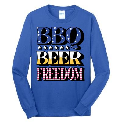 Bbq Beer Freedom 4th Of July America Pariotic Usa Party Gift Tall Long Sleeve T-Shirt