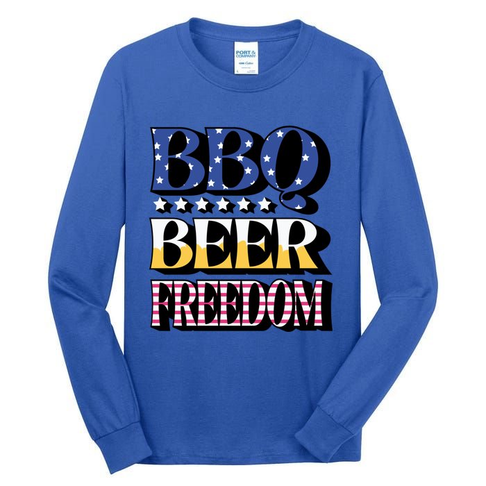 Bbq Beer Freedom 4th Of July America Pariotic Usa Party Gift Tall Long Sleeve T-Shirt