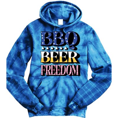 Bbq Beer Freedom 4th Of July America Pariotic Usa Party Gift Tie Dye Hoodie