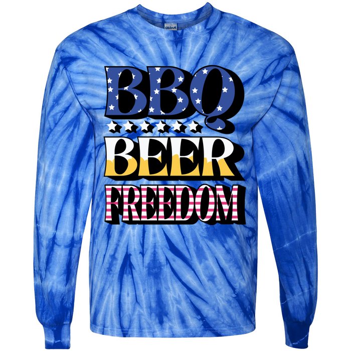 Bbq Beer Freedom 4th Of July America Pariotic Usa Party Gift Tie-Dye Long Sleeve Shirt