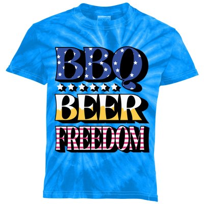 Bbq Beer Freedom 4th Of July America Pariotic Usa Party Gift Kids Tie-Dye T-Shirt