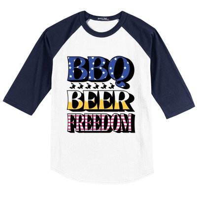 Bbq Beer Freedom 4th Of July America Pariotic Usa Party Gift Baseball Sleeve Shirt