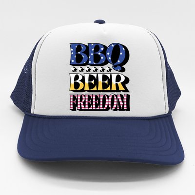 Bbq Beer Freedom 4th Of July America Pariotic Usa Party Gift Trucker Hat