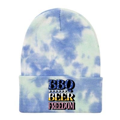 Bbq Beer Freedom 4th Of July America Pariotic Usa Party Gift Tie Dye 12in Knit Beanie