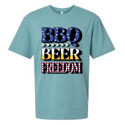 Bbq Beer Freedom 4th Of July America Pariotic Usa Party Gift Sueded Cloud Jersey T-Shirt