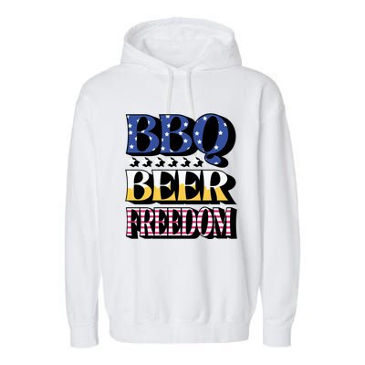 Bbq Beer Freedom 4th Of July America Pariotic Usa Party Gift Garment-Dyed Fleece Hoodie