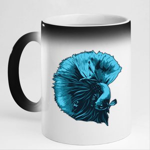 Blue Betta Fish And Siamese Fighting Fish Aquarium Owner Funny Gift 11oz Black Color Changing Mug