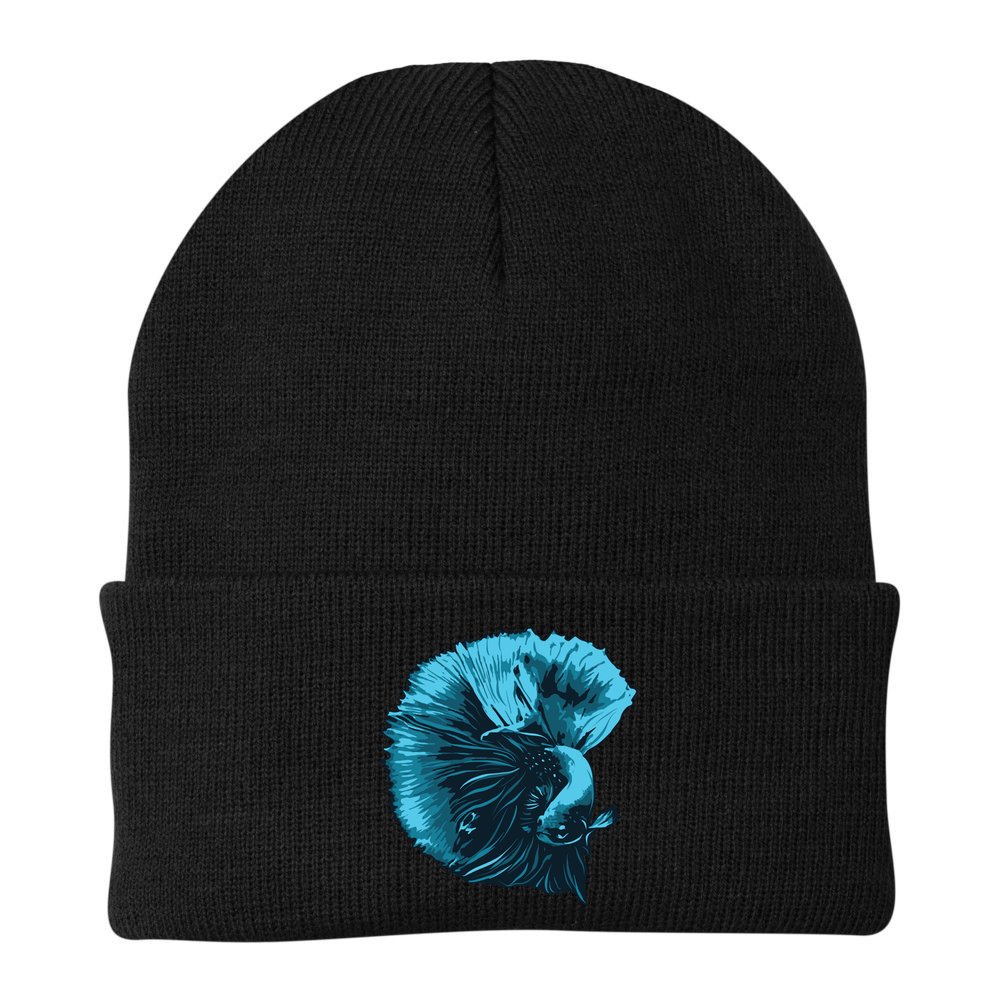 Blue Betta Fish And Siamese Fighting Fish Aquarium Owner Funny Gift Beanie