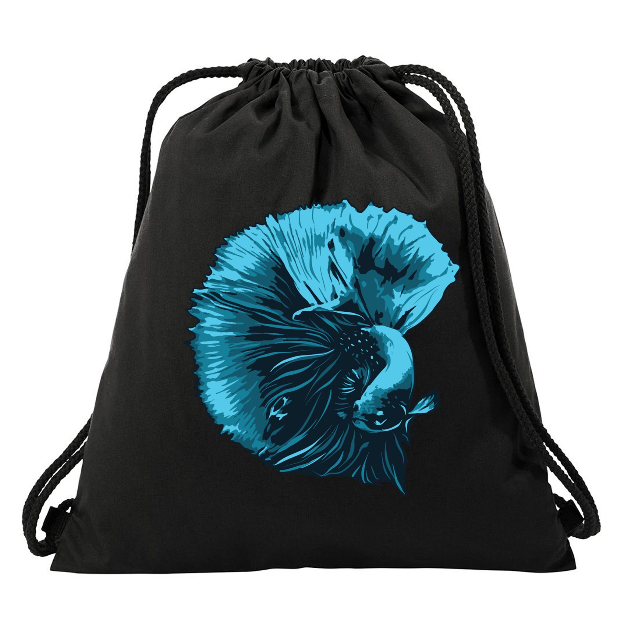 Blue Betta Fish And Siamese Fighting Fish Aquarium Owner Funny Gift Drawstring Bag