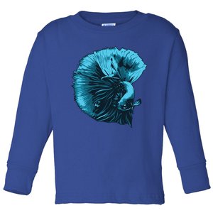 Blue Betta Fish And Siamese Fighting Fish Aquarium Owner Funny Gift Toddler Long Sleeve Shirt