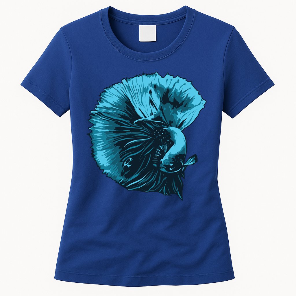 Blue Betta Fish And Siamese Fighting Fish Aquarium Owner Funny Gift Womens T-Shirt