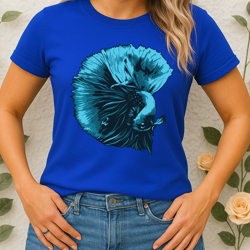 Blue Betta Fish And Siamese Fighting Fish Aquarium Owner Funny Gift Womens T-Shirt