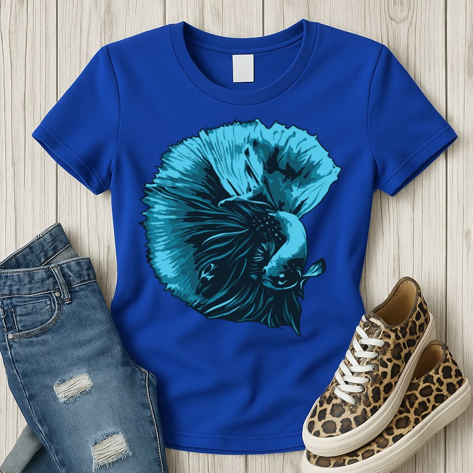 Blue Betta Fish And Siamese Fighting Fish Aquarium Owner Funny Gift Womens T-Shirt