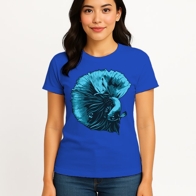 Blue Betta Fish And Siamese Fighting Fish Aquarium Owner Funny Gift Womens T-Shirt
