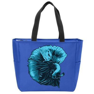Blue Betta Fish And Siamese Fighting Fish Aquarium Owner Funny Gift Zip Tote Bag
