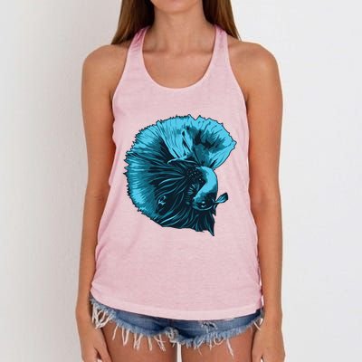 Blue Betta Fish And Siamese Fighting Fish Aquarium Owner Funny Gift Women's Knotted Racerback Tank