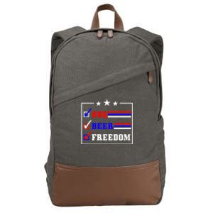 Bbq Beer Freedom Gift Cotton Canvas Backpack