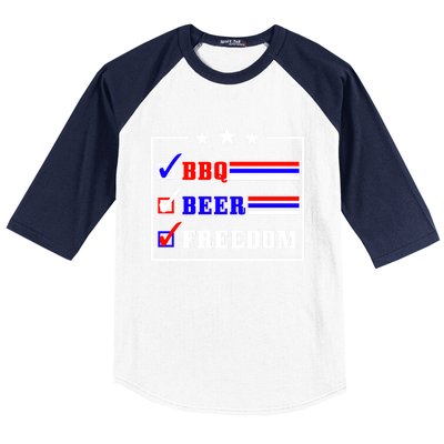 Bbq Beer Freedom Gift Baseball Sleeve Shirt