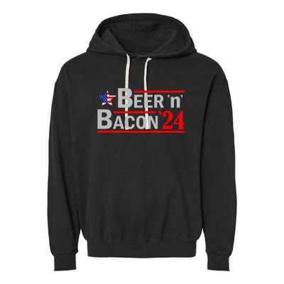 Beer & Bacon Funny Election 24 Garment-Dyed Fleece Hoodie