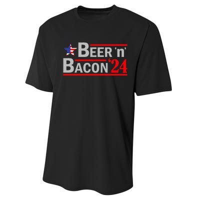 Beer & Bacon Funny Election 24 Performance Sprint T-Shirt