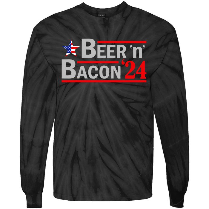 Beer & Bacon Funny Election 24 Tie-Dye Long Sleeve Shirt