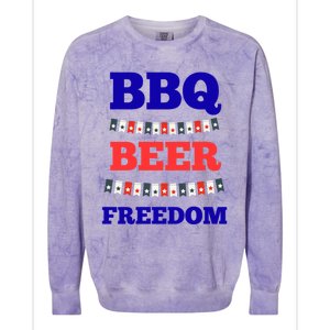 Bbq Beer Freedom Gift Colorblast Crewneck Sweatshirt